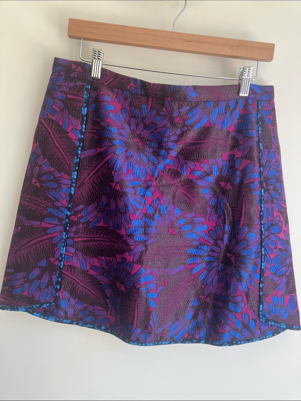 J. CREW Floral Mini Skirt with Blue Accents